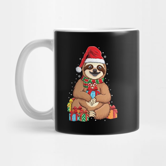 Merry Slothmas Christmas sloth pajamas Santa hat slow ho ho Xmas sloth by UNXart